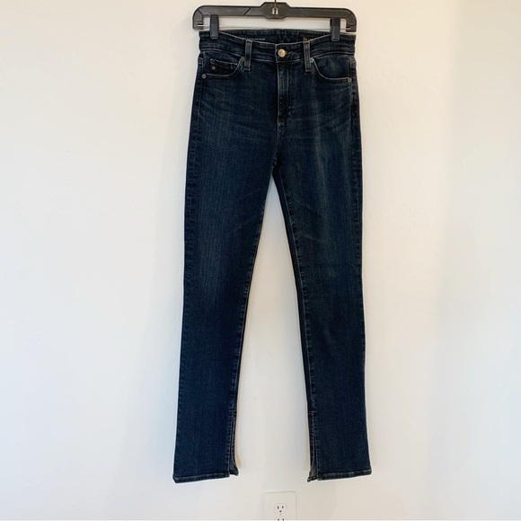 EUC AG Mari Extended High Rise Slim Straight Slit Hem Jeans Size 26 - Picture 1 of 11